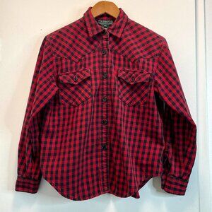 Lauren Ralp Lauren Womens Size 6P Shirt Button Up Long Sleeve Red Black Plaid